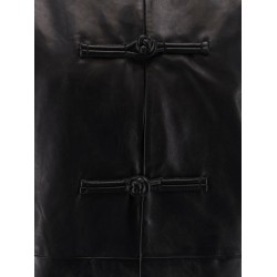 Mandarin closure leather jacket