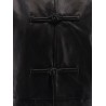 Mandarin closure leather jacket