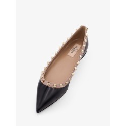 Rockstud patent leather ballerinas