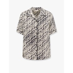 Silk shirt with pixelated logo print