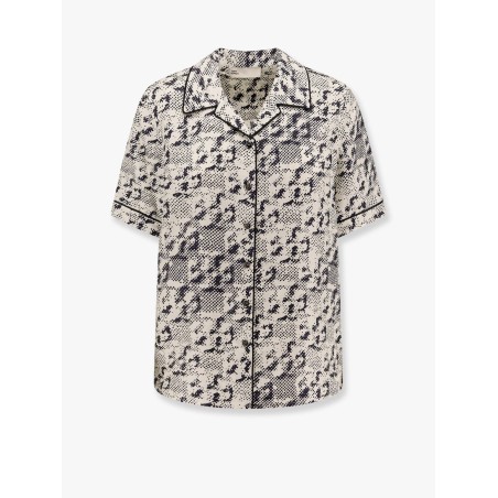 Silk shirt with pixelated logo print