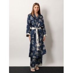 Timeo kaftan silk dress with floral print