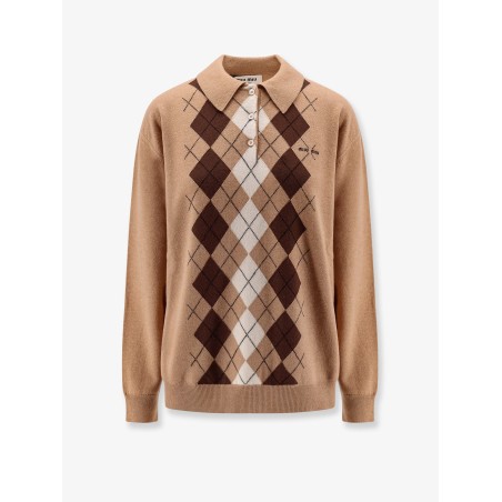 Cashmere Polo Shirt with Miu Miu embroidery