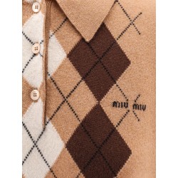 Cashmere Polo Shirt with Miu Miu embroidery