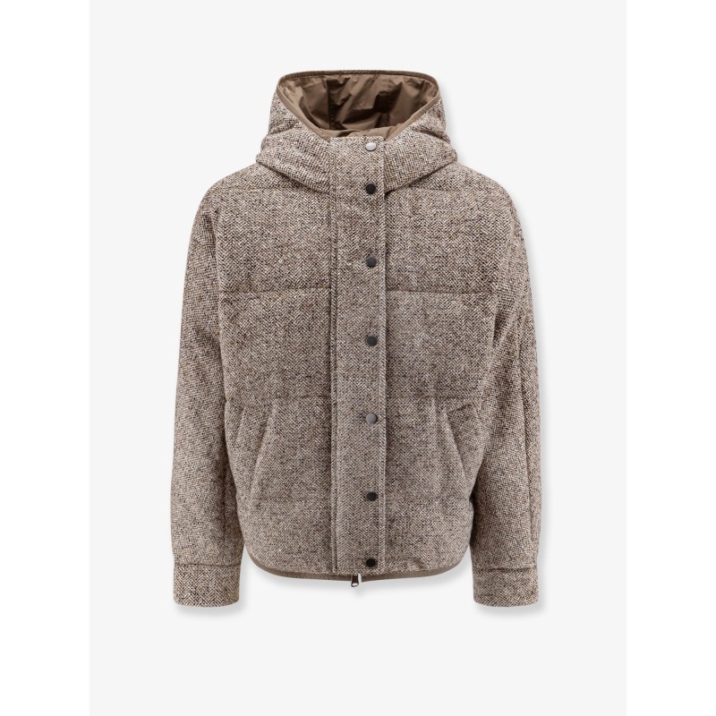 Reversible wool and silk down jacket