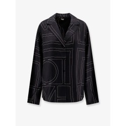 Silk shirt with monogram logo embroidery