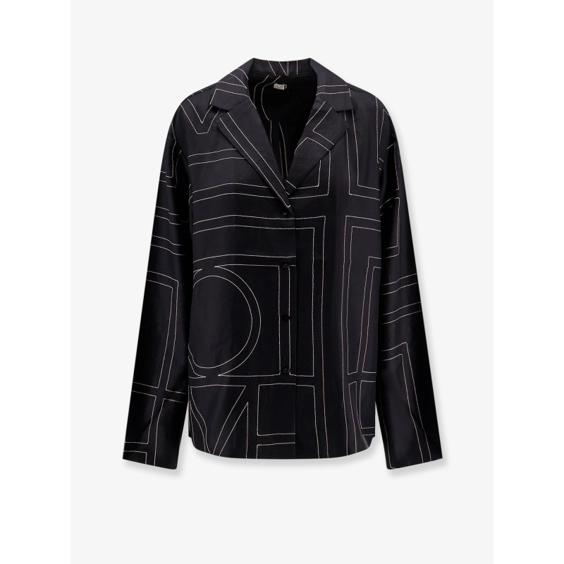 Silk shirt with monogram logo embroidery