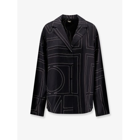 Silk shirt with monogram logo embroidery
