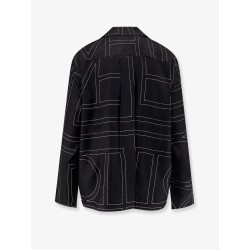 Silk shirt with monogram logo embroidery