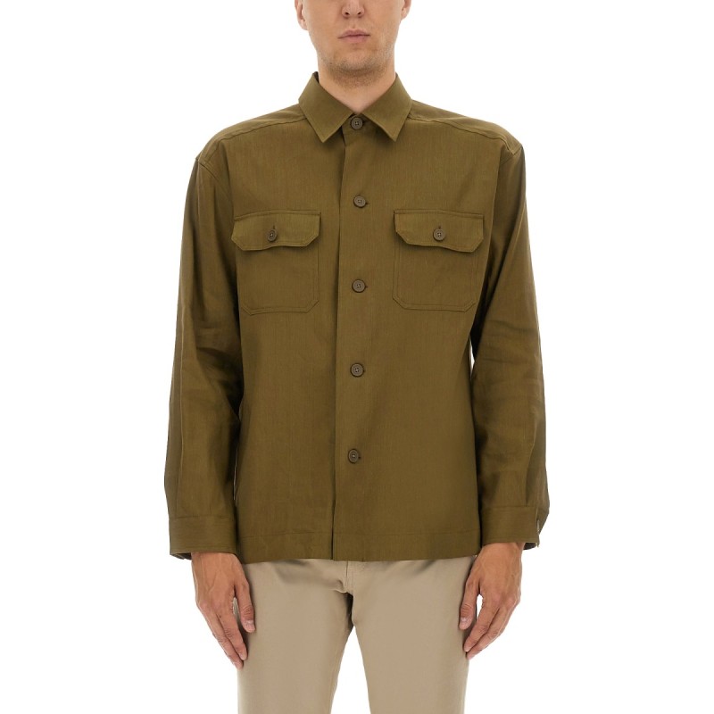 STRETCH LINEN AND VISCOSE SHIRT