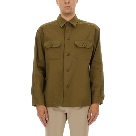 STRETCH LINEN AND VISCOSE SHIRT