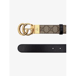 GG Supreme fabric and leather reversible belt