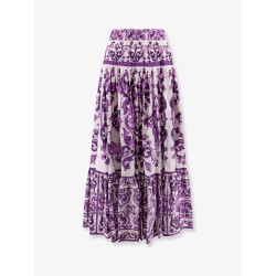 Long skirt with Maiolica print