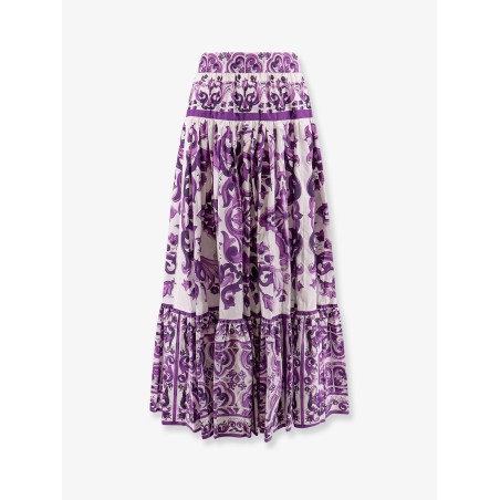 Long skirt with Maiolica print