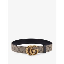 Leather and Supreme GG fabric reversible belt