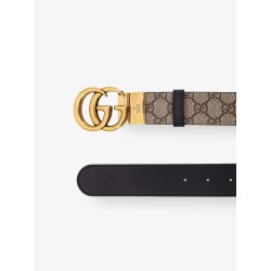 Leather and Supreme GG fabric reversible belt