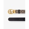 Leather and Supreme GG fabric reversible belt