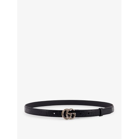 Leather belt with all-over GG logo