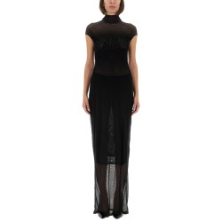 MESH DRESS WITH FLOCKED LOGO