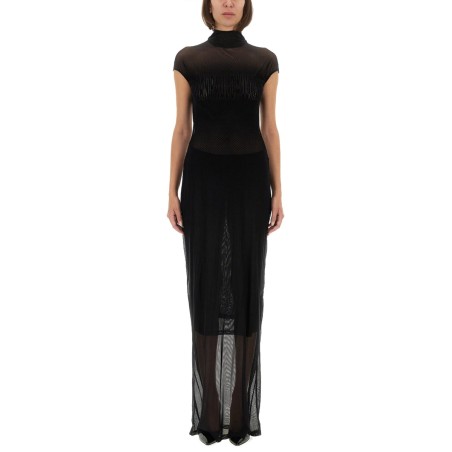MESH DRESS WITH FLOCKED LOGO
