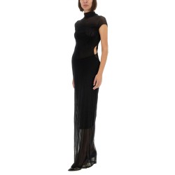 MESH DRESS WITH FLOCKED LOGO