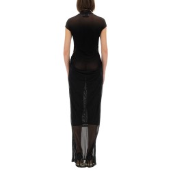 MESH DRESS WITH FLOCKED LOGO