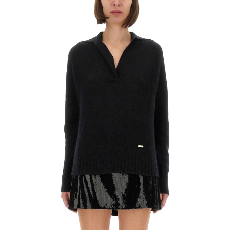 CASHMERE AND SILK LONG SLEEVE POLO SHIRT