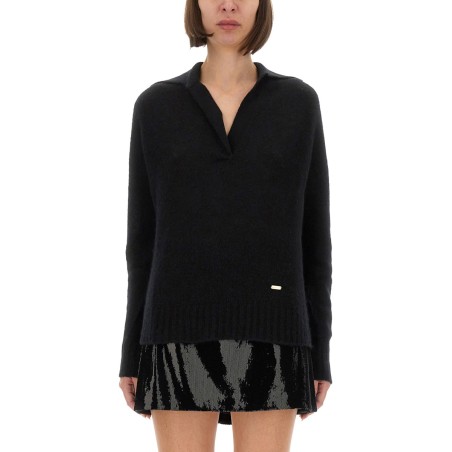 CASHMERE AND SILK LONG SLEEVE POLO SHIRT