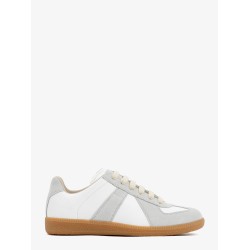 Replica low-top leather sneakers with suede inserts