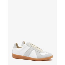 Replica low-top leather sneakers with suede inserts
