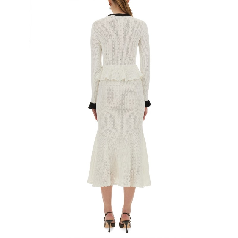 PERFORATED KNIT MIDI DRESS