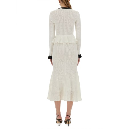 PERFORATED KNIT MIDI DRESS