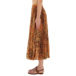 PLEATED SABLÉ SKIRT WITH PRINT