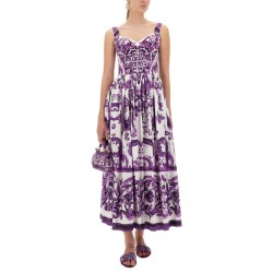 POPLIN LONG DRESS WITH MAJOLICA PRINT