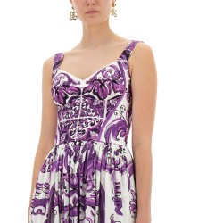POPLIN LONG DRESS WITH MAJOLICA PRINT