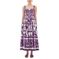 POPLIN LONG DRESS WITH MAJOLICA PRINT