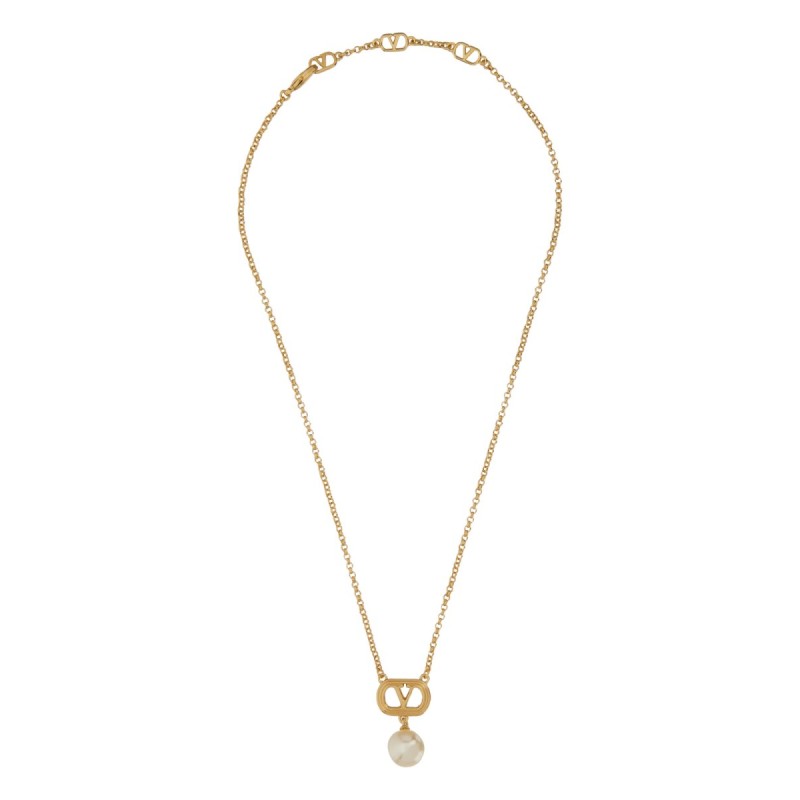 METAL "OVALETTE" NECKLACE WITH SWAROVSKI® PEARL