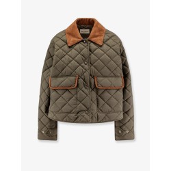 Quilted nylon jacket with suede details