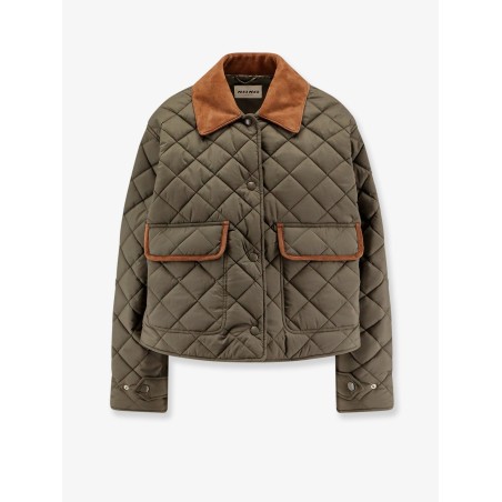 Quilted nylon jacket with suede details