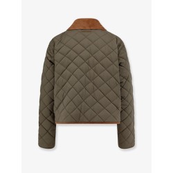 Quilted nylon jacket with suede details