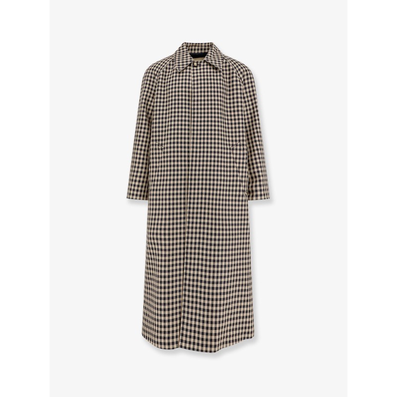 Wool and cotton coat with Vichy motif
