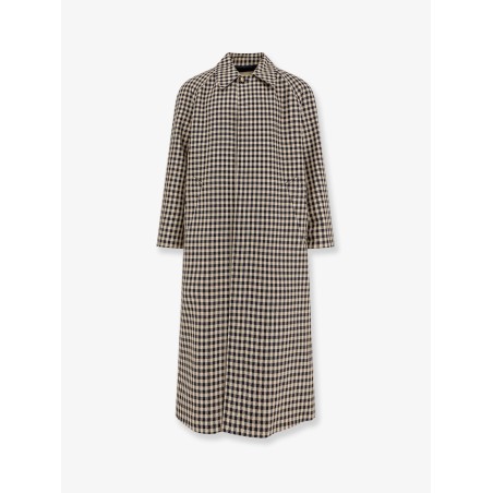 Wool and cotton coat with Vichy motif