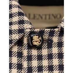 Wool and cotton coat with Vichy motif