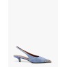Denim slingback with metal toe