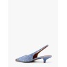 Denim slingback with metal toe