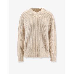 Wool blend sweater with distressed effect