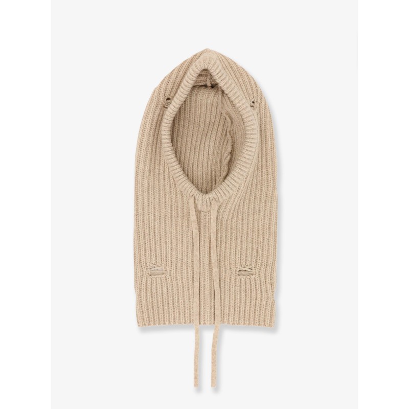 Wool blend balaclava with distressed effect