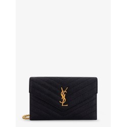 Envelope grain-de-poudre leather clutch bag with Cassandre chain