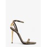 Laminated leather sandals with logoed padlock