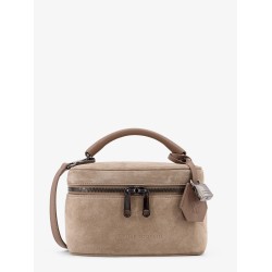 Suede Crossbody bag with leather shoulder strap